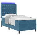 vidaXL Posteľ s pružinovým rámom s matracmi Modrá 100 x 200 cm Zamat
