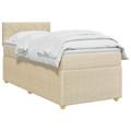 vidaXL Posteľ boxspring s matracom Krémová 90 x 190 cm Látka