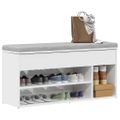 vidaXL lavica na topánky biela lesklá 102 x 30,5 x 45 cm umelé drevo