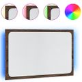 vidaXL LED kúpeľňové zrkadlo hnedý dub 60x8,5x38 cm kompozitné drevo