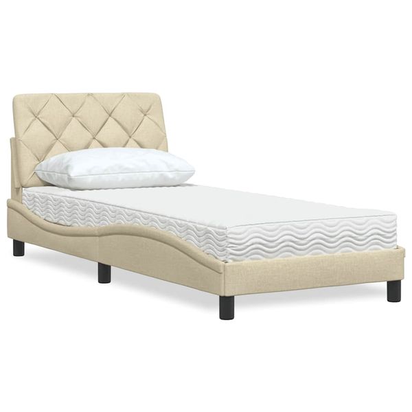 vidaXL Posteľ s matracom krémová 80x200 cm látka