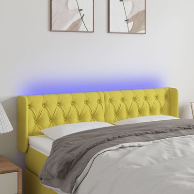 vidaXL Čelo postele s LED zelené 163x16x78/88 cm látka