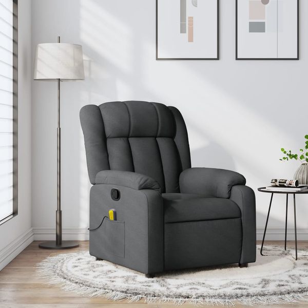 vidaXL Masážne kreslo s polohovacím mechanizmom, tmavosivá látka