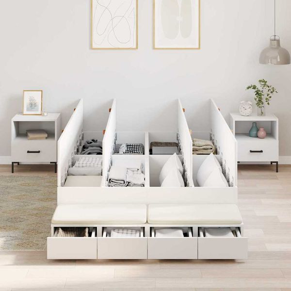 vidaXL Rám postele s úložným prostorem Biela 120 cm Kompozitné drevo