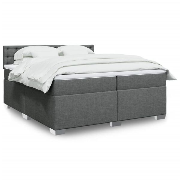 vidaXL Boxspring posteľ s matracom tmavosivá 200x200 cm látka