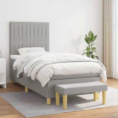 vidaXL Posteľný rám boxsping s matracom bledosivý 90x190 cm látka