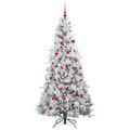 vidaXL Umelý Sklápací Vianočný Stromček Biela 180 cm PE a PVC