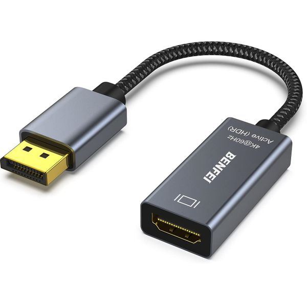 BENFEI adaptér aktívny DisplayPort na HDMI 4K 60Hz sivý