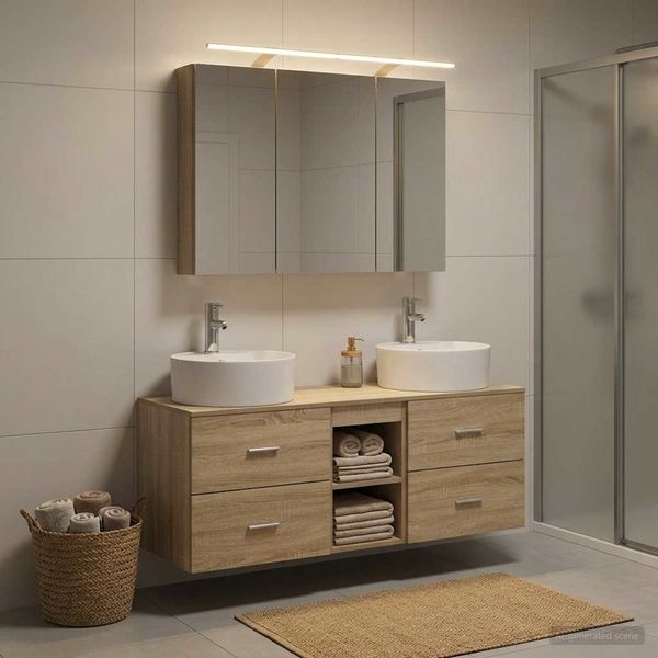 vidaXL Sada kúpeľňového nábytku 4 pcs Dub sonoma