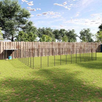 vidaXL Koterec pre psy čierny 37,51 m² oceľ