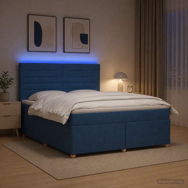 vidaXL Posteľ boxspring s matracom Modrá 140 x 190 cm Látka