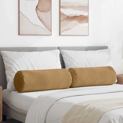 vidaXL Podložkové vankúše 2 pcs Hnedá Ø 25 x 70 cm Kordúrová tkanina