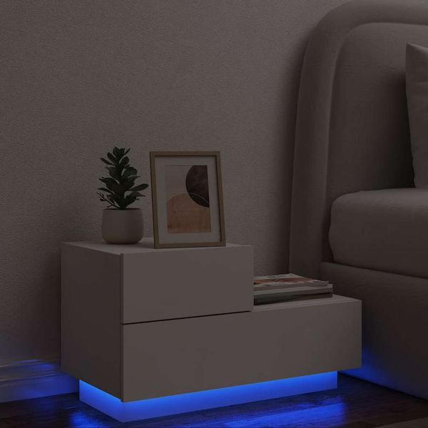 vidaXL Nočný stolík s LED svetlami biely 70x36x40,5 cm
