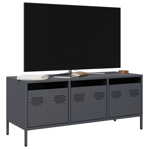 vidaXL TV skrinka antracit 101,5x39x43,5 cm oceľ valcovaná za studena
