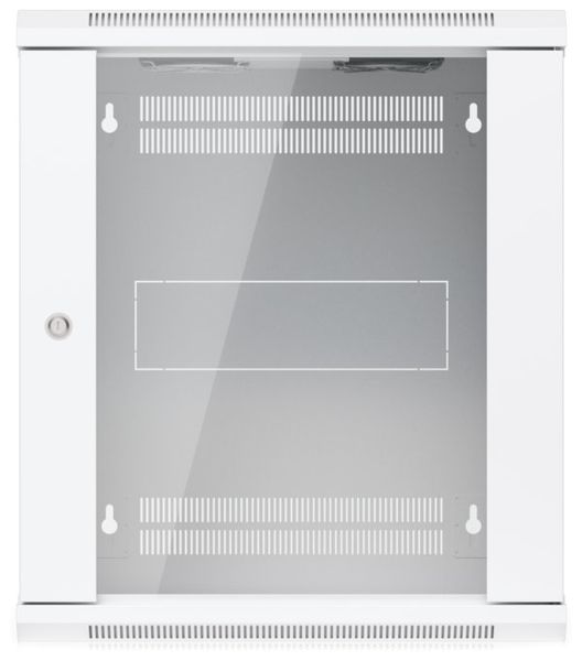 Ubiquiti UniFi 12U Rack Cabinet Wall 450 Glass - Nástěnný rozvaděč, výška 12U, ventilátory, prosklené dveře Rackovací rozvadec, 12U, nástenný, 4-sloupový, prosklená dvírka, ventilátory, 50 kg nosnost, 550 × 450 × 635 mm, bílý