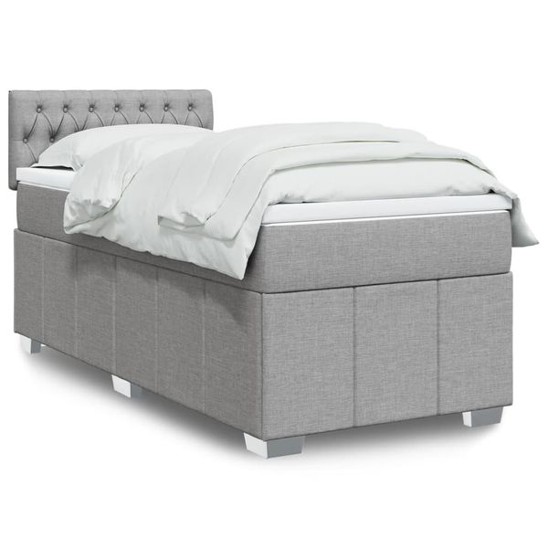 vidaXL Boxspring posteľ s matracom bledosivý 100x200 cm látka
