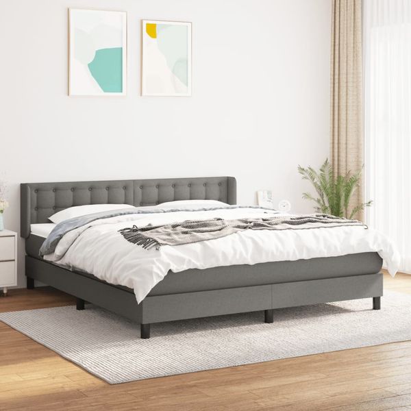vidaXL Boxspring posteľ s matracom tmavosivá 160x200 cm látka