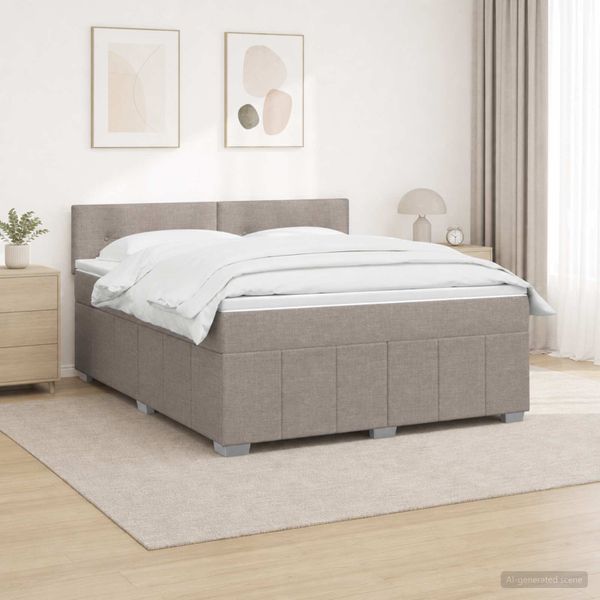 vidaXL Posteľ boxspring s matracom Sivohnedá 140 x 190 cm Látka
