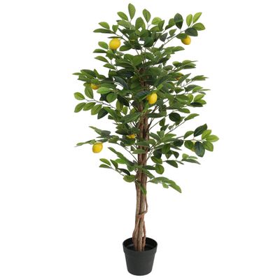 vidaXL Umelý citrónovník s 3 kmeňmi zelený 120 cm PP