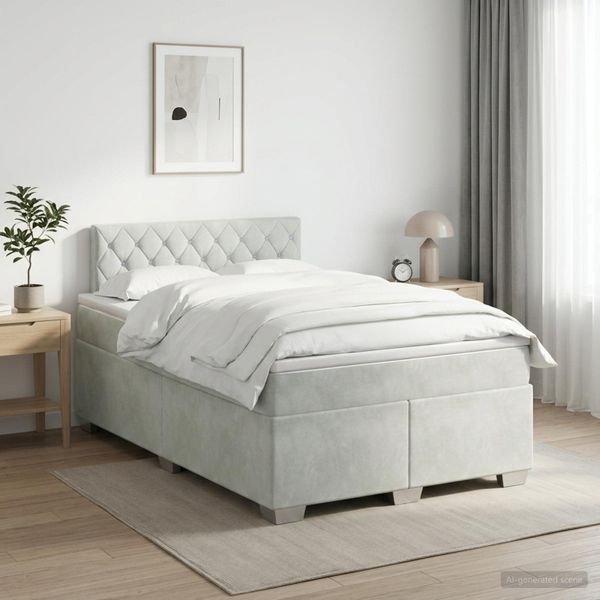 vidaXL Posteľ boxspring s matracom Svetlosivá 120 x 190 cm Zamat