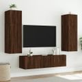 vidaXL 6-dielne TV nástenné skrinky s LED hnedý dub kompozitné drevo