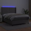 vidaXL Boxspring posteľ s matracom a LED sivá 140x190 cm umelá koža