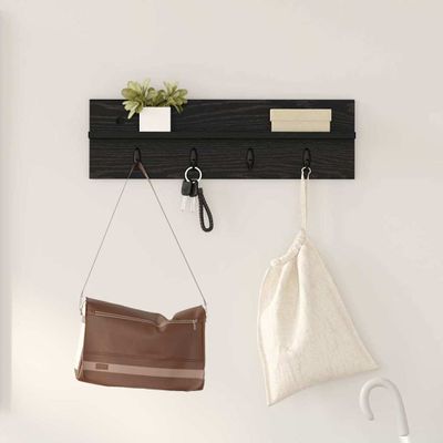 vidaXL Vešiak na stenu Čierny dub 60 x 10,5 x 18 cm Kompozitné drevo
