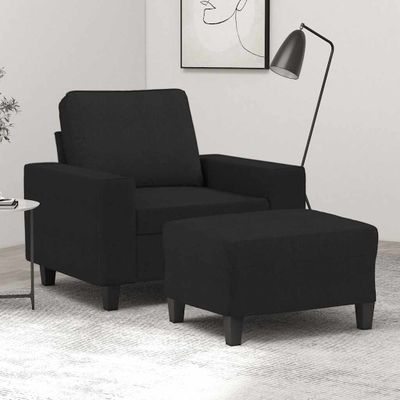 vidaXL Kreslo s podnožkou čierne 60 cm látkové