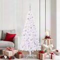 vidaXL Umelý vianočný stromček s 300 LED-i Biela 180 cm PVC a oceľ
