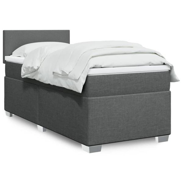 vidaXL Boxspring posteľ s matracom tmavosivá 90x200 cm látka