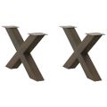 vidaXL Nohy konferenčného stolíka v tvare X, 2 ks, prírodná oceľ, 70 x (42-43) cm, oceľ