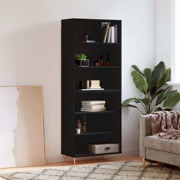 vidaXL Vysoká skrinka čierna 69,5x32,5x180 cm kompozitné drevo