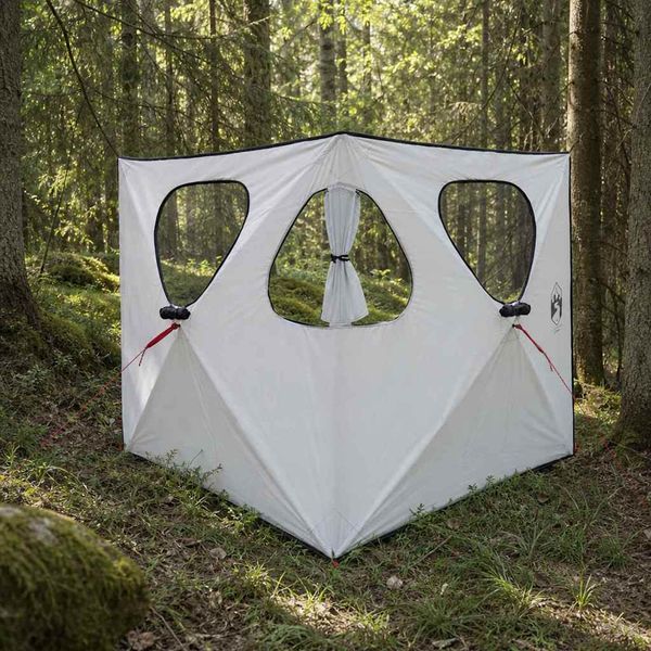 vidaXL Poľovnícky stan Biela s blackoutom 145 x 145 x 150 cm