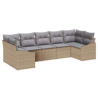 vidaXL Súprava záhradných pohoviek 7 pcs Beige a svetlo šedá polyratan