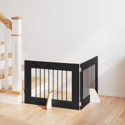 vidaXL Brána pre psov so stojanmi 2 pcs Čierny dub 80 x 60 cm