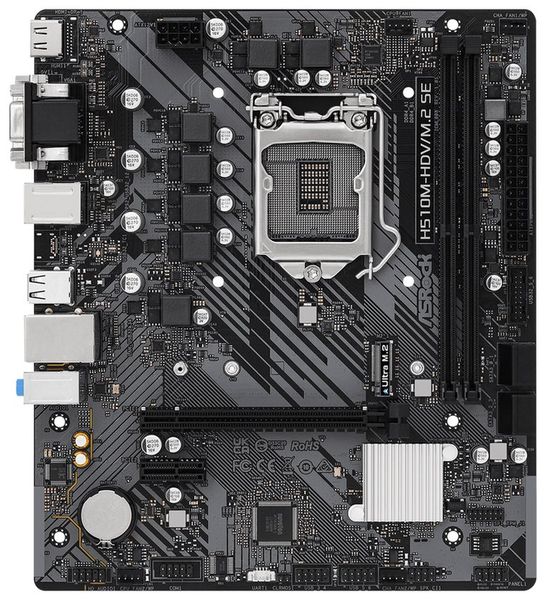 ASROCK H510M-HDV/M.2 SE (intel 1200, 2xDDR4 2933MHz, 4xSATA3, VGA+DVI +HDMI, 1xGLAN, mATX) Základní deska, Intel H470, LGA1200, 2× DDR4 DIMM (max. 64GB), M.2, HDMI, DVI-D, VGA, mATX