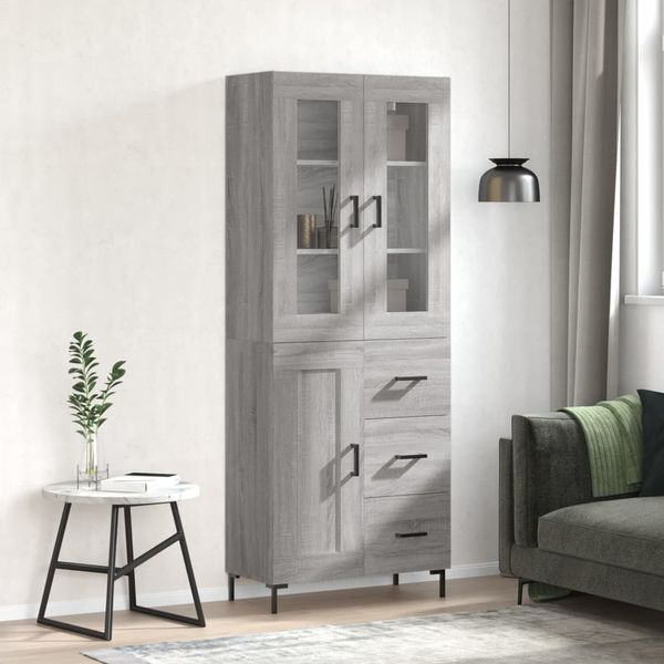 vidaXL Vysoká skrinka sivý dub sonoma 69,5x34x180 cm spracované drevo