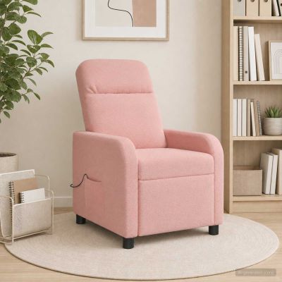 vidaXL Masážne relaxačné kreslo Ružová Bouclé