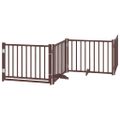 vidaXL Brána pre psa s dvere sklad. 8 pan. hnedá 640 cm topoľové drevo