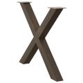 vidaXL Nohy k jedálenskému stolu v tvare X, 3 ks, prírodná oceľ, 90 x (72-73) cm, oceľ