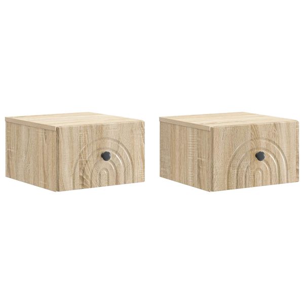 vidaXL Nástenná nočná skrinka 2 pcs Dub sonoma 33 x 34,5 x 20 cm
