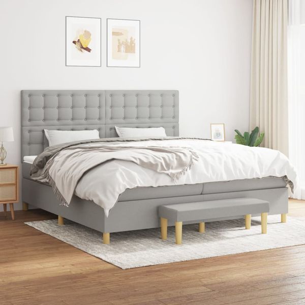vidaXL Posteľný rám boxsping s matracom bledosivý 200x200 cm látka