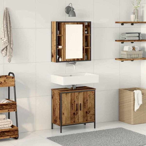 vidaXL Sada kúpeľňového nábytku Nástenný 2 pcs Hnedá Kompozitné drevo