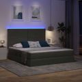 vidaXL LED úložná posteľ s matracom Tmavosivá 160 x 200 cm Látka