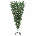 vidaXL Prevrátený umelý vianočný stromček s guľami Zelená 150 cm PVC