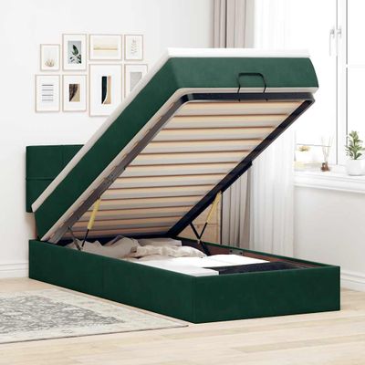 vidaXL Osmanský rám postele s matracom tmavozelená 80x200 cm zamat
