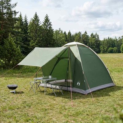 vidaXL Kempingový stan 2-miestny Zelená Polyester a oceľ