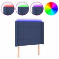 vidaXL Čelo postele s LED modré 83x16x118/128 cm látka