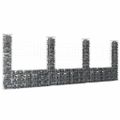 vidaXL Železný gabiónový kôš v tvare U so 4 stĺpmi 380x20x150 cm