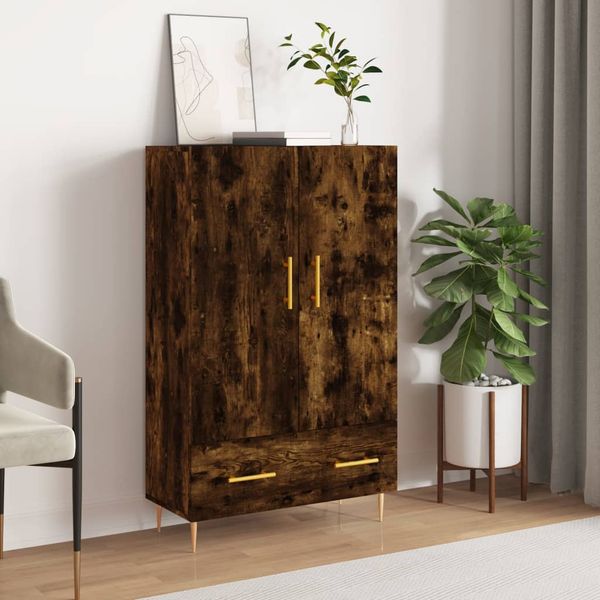 vidaXL Vysoká skrinka dymový dub 69,5x31x115 cm kompozitné drevo